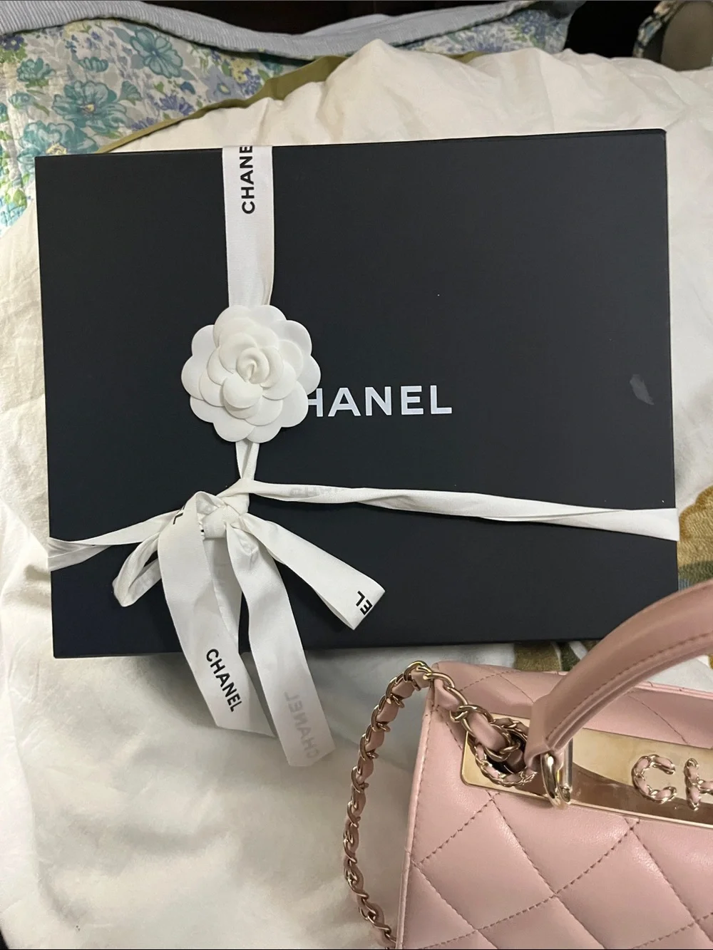 CHANEL Blush Pink Quilted Top-Handle Shoulder Bag
